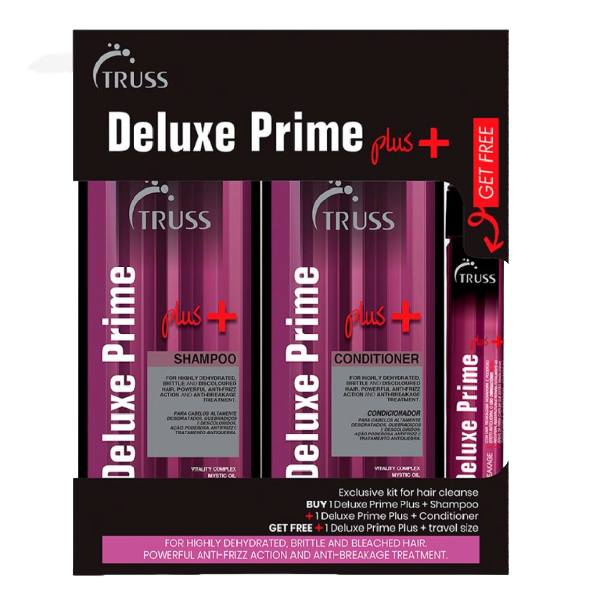 Kit Truss Deluxe Prime Plus+ Shampoo 300 ml+Conditioner 300 ml= Free Deluxe Prime 30ml